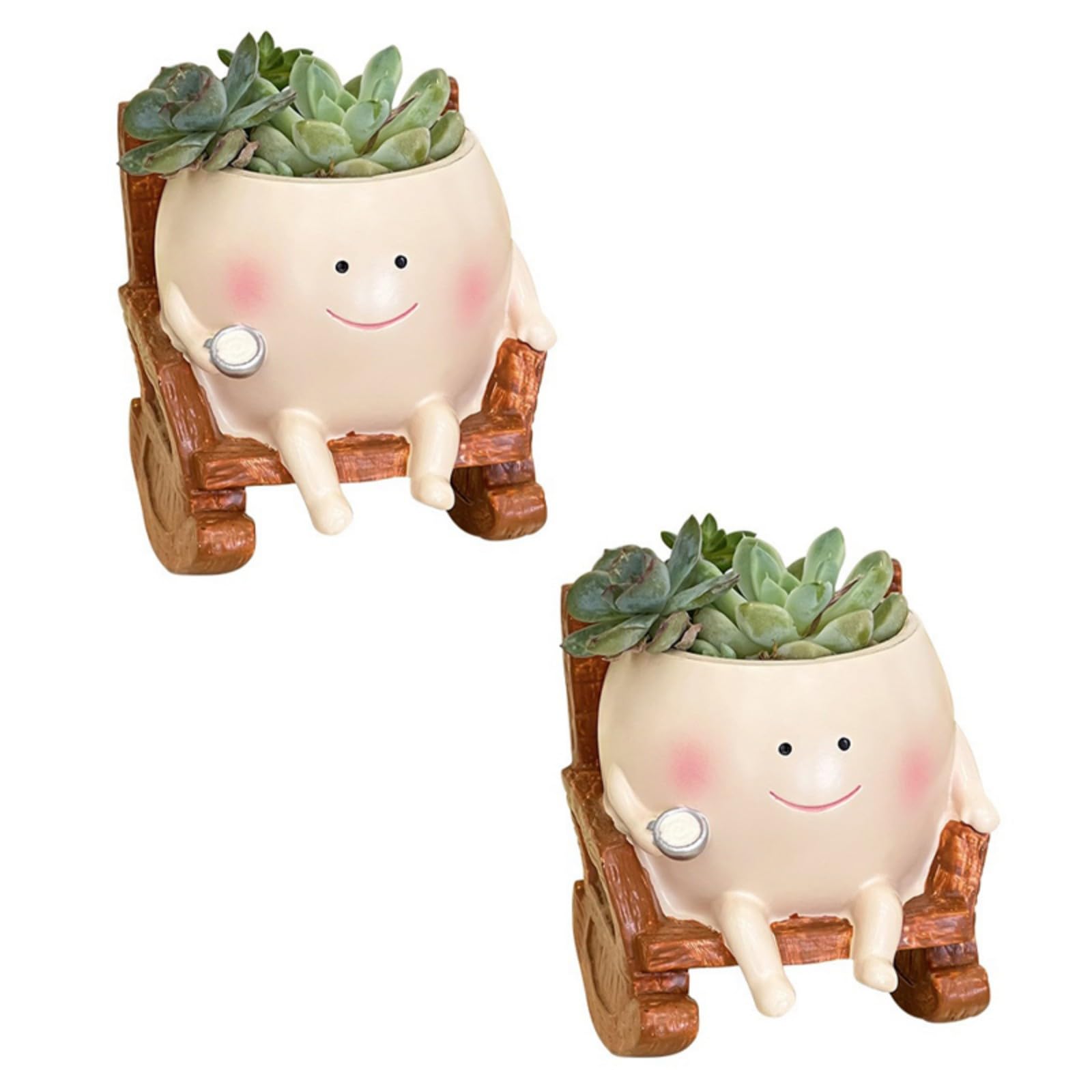 LUCKGONI Resin Fleshy Plant Container Rocking Chair Planter Flowerpot Ornament for Fleshy Cactuses Container for Home Balcony