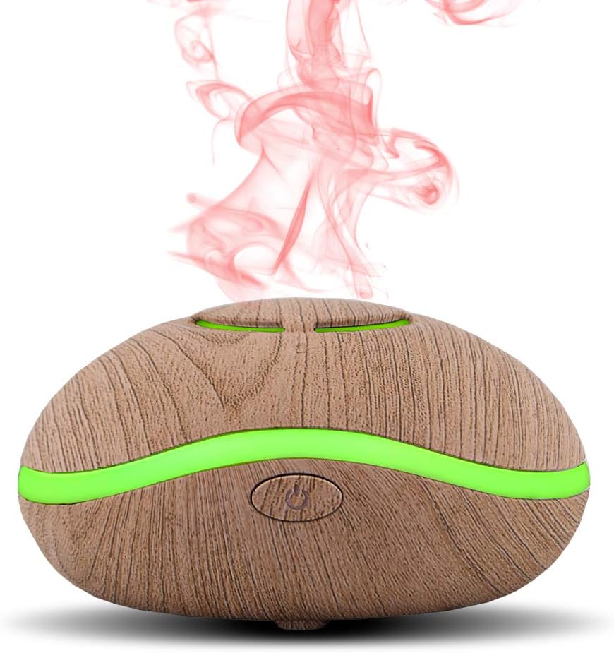 Waterless USB Travel Essential Oil Diffuser with reusable pads | Battery Powered | USB Cord Included | Great for use in the Bathroom, Office Desk or Hotel Room (Wood)