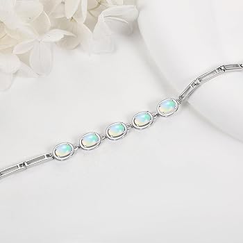 Amazon | JERWLI 天然オパールブレスレット 925スターリングシルバー