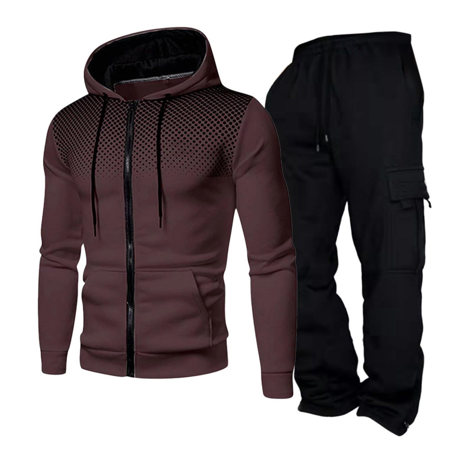 Tuta da Ginnastica Uomo Maniche Lunghe Felpa con Cappuccio e Jogging Pantaloni Sportiva Set Completa Tracksuit,Tuta Invernale Uomo,Regalo Natale Halloween Capodanno