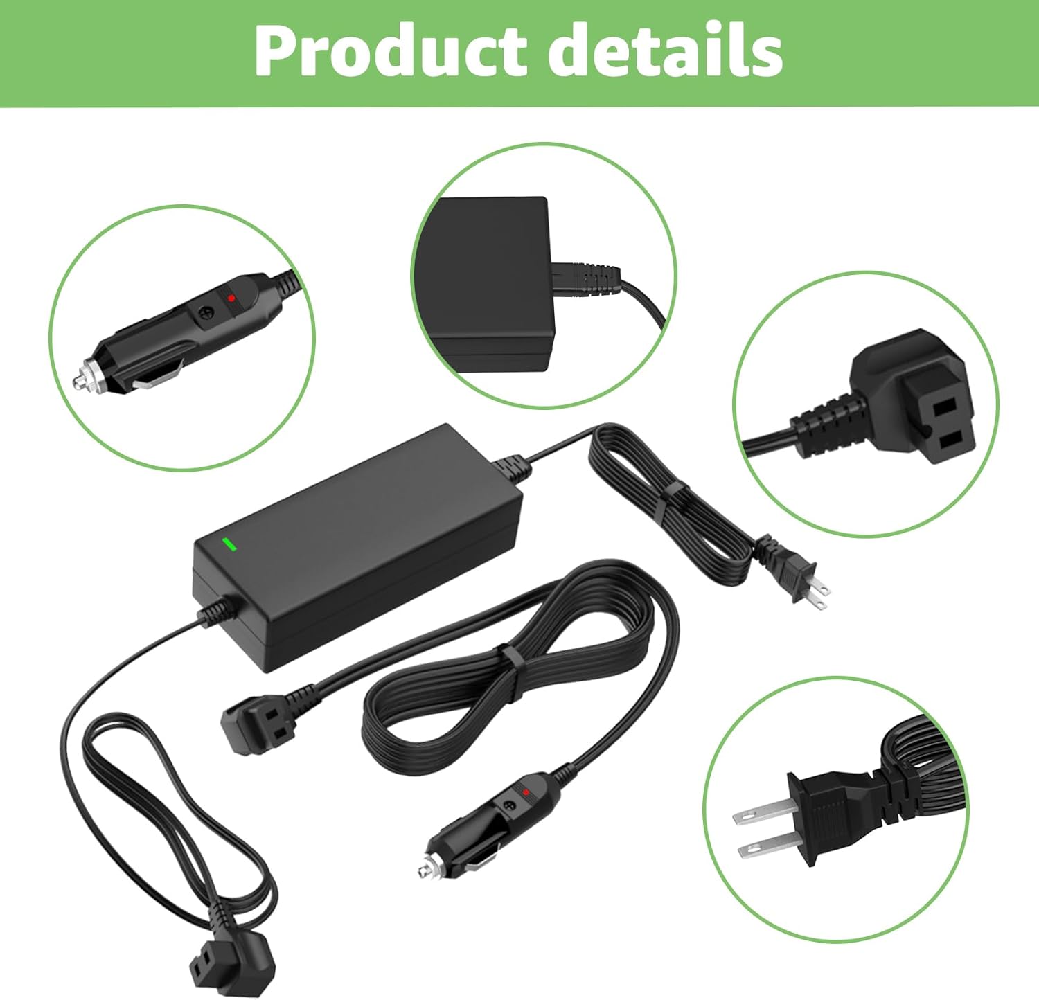 AC/DC Car Refrigerator Power Cord Compatible with Alpicool, Bodega, Euhomy, BougeRV, ARB, ICECO, Setpower, JoyTutus for Most 12V/24V Portable Car Fridge