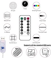 Vista 7 de 120 luces LED de mariposa con enchufe USB, 20 pies, 8 modos de luciérnaga, luces parpadeantes con temporizador Romte, luces de alambre