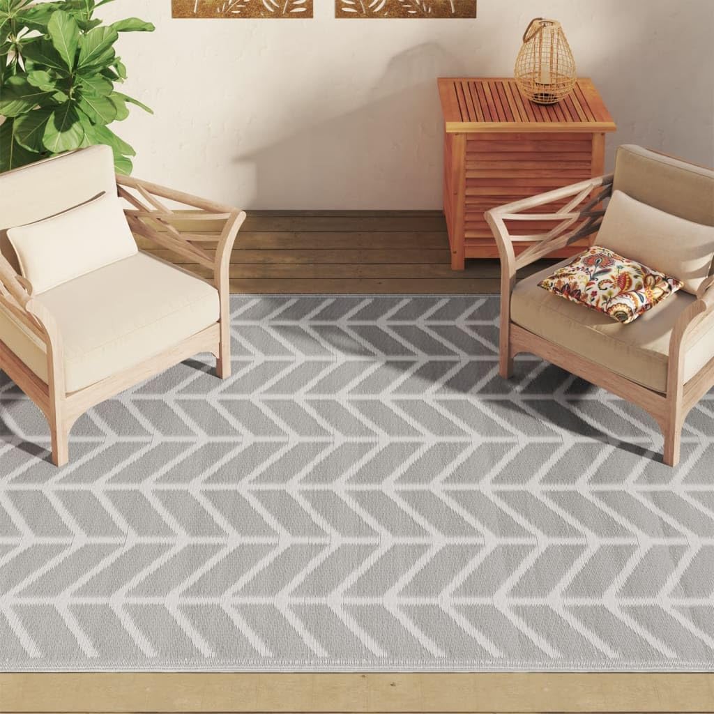 ARAKIL Tapis d'extérieur 160 x 230 cm - Tapis de jardin réversible pour balcon, terrasse et salon - Tapis en plastique facile d'entretien - Gris