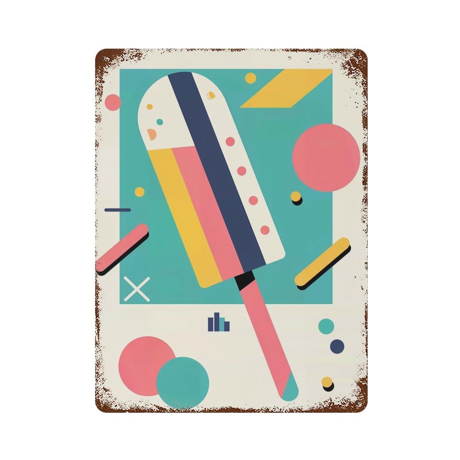Garage Style Popsicle Icecream Bauhaus Vintage Metal Tin Sign 15.7"x11.8", Industrial Home Decor for Bar And Workshop