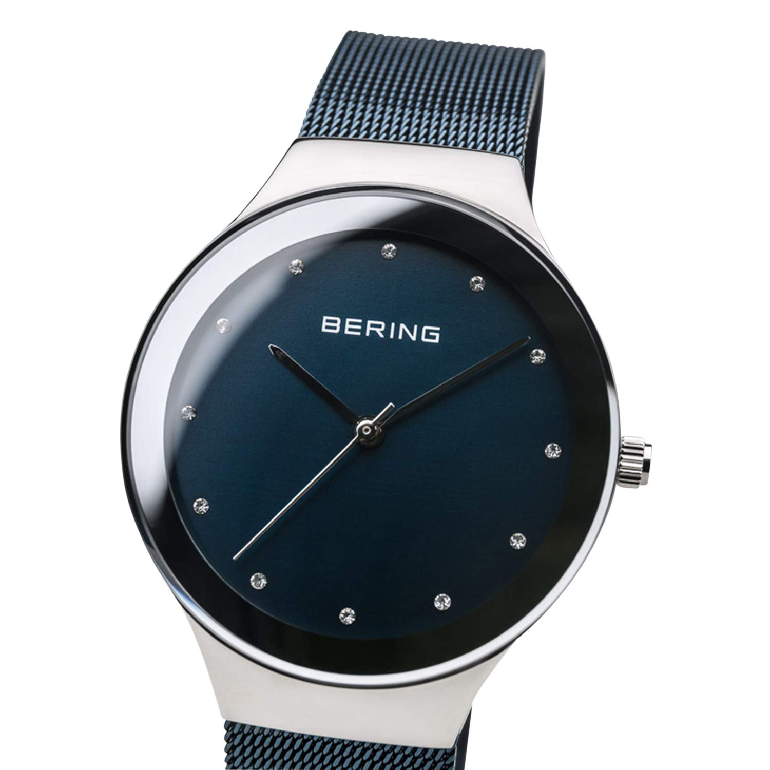 Bering Damen Quarz Uhr | Armbanduhr 34 mm Edelstahlgehäuse und Zifferblatt | Milanaisearmband | Saphierglas | 3 ATM | 12934
