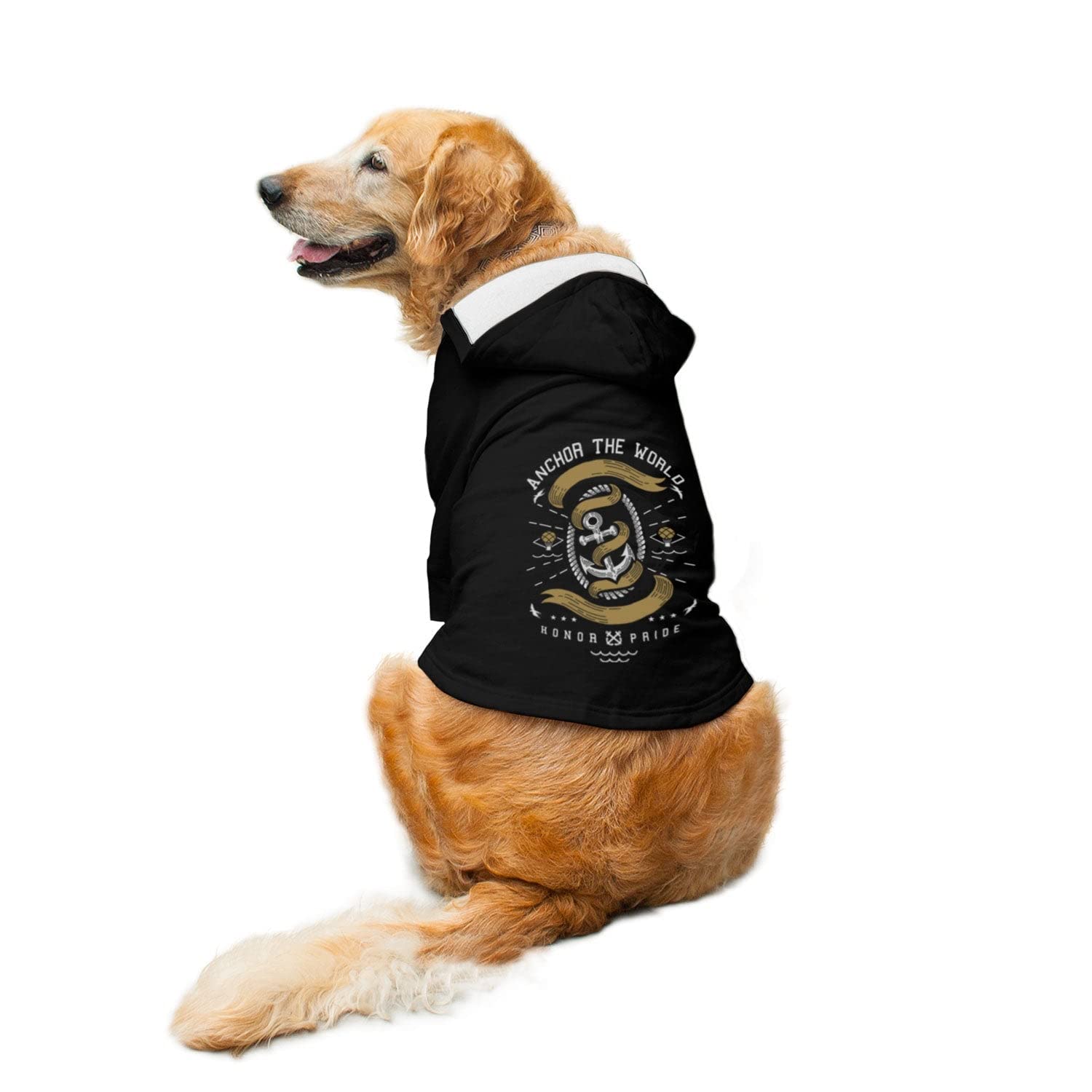 Ruse Anchor The World Printed Full Sleeves Dog Autumn Winter Hoodie Jacket/Apparel/Clothes/Jackets Gift for Dogs.Black/Medium(Chubby Pugs, Beagle etc.) (B07JQ15WLR) Amazon Price History, Amazon Price Tracker