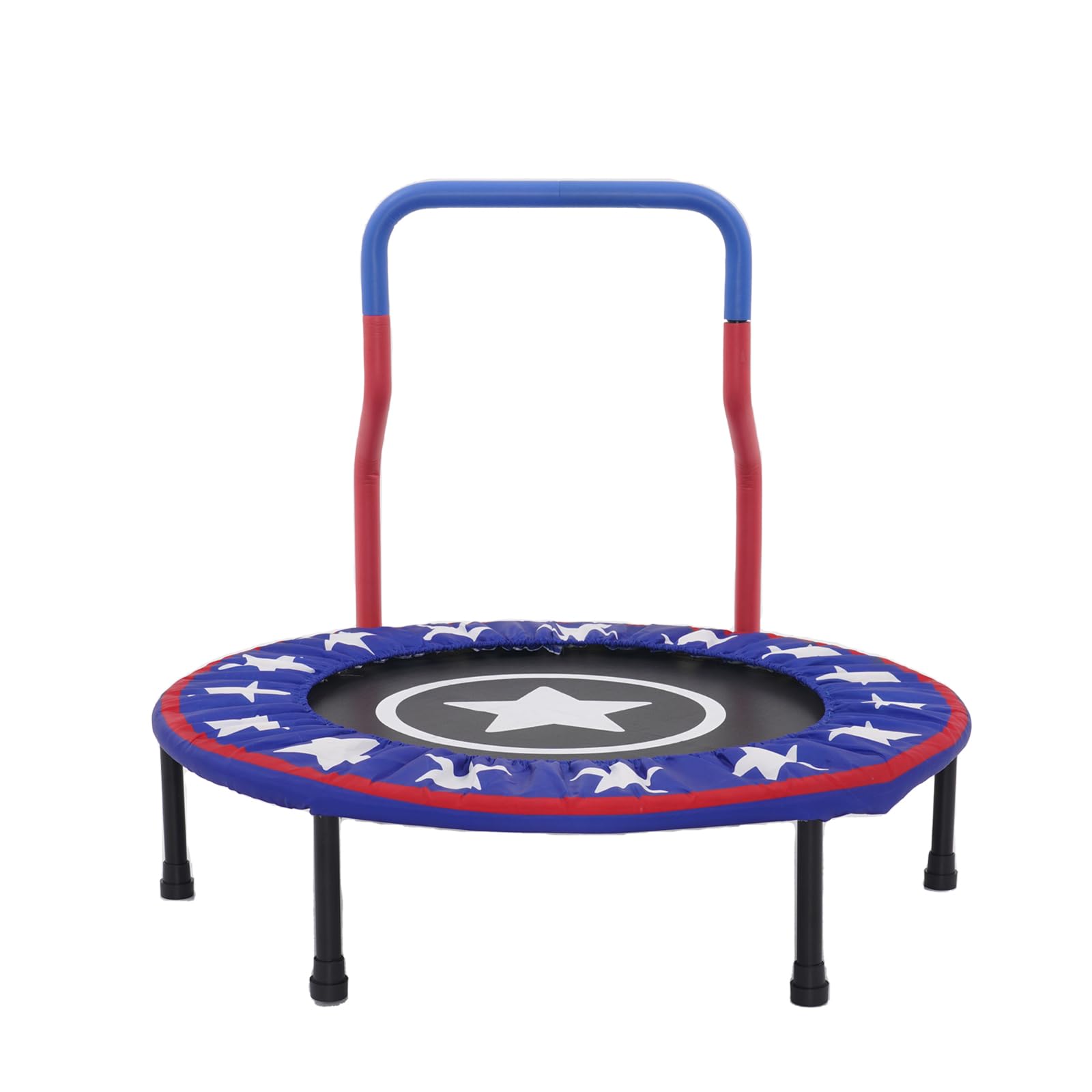 Trampolina dla dzieci, do użytku wewnątrz i na zewnątrz, Ø 91 cm, mała, składana, bez siatki, prostokątna, do użytku wewnątrz i na zewnątrz, dla dzieci w wieku od 2, 3, 4 lat (niebieska)