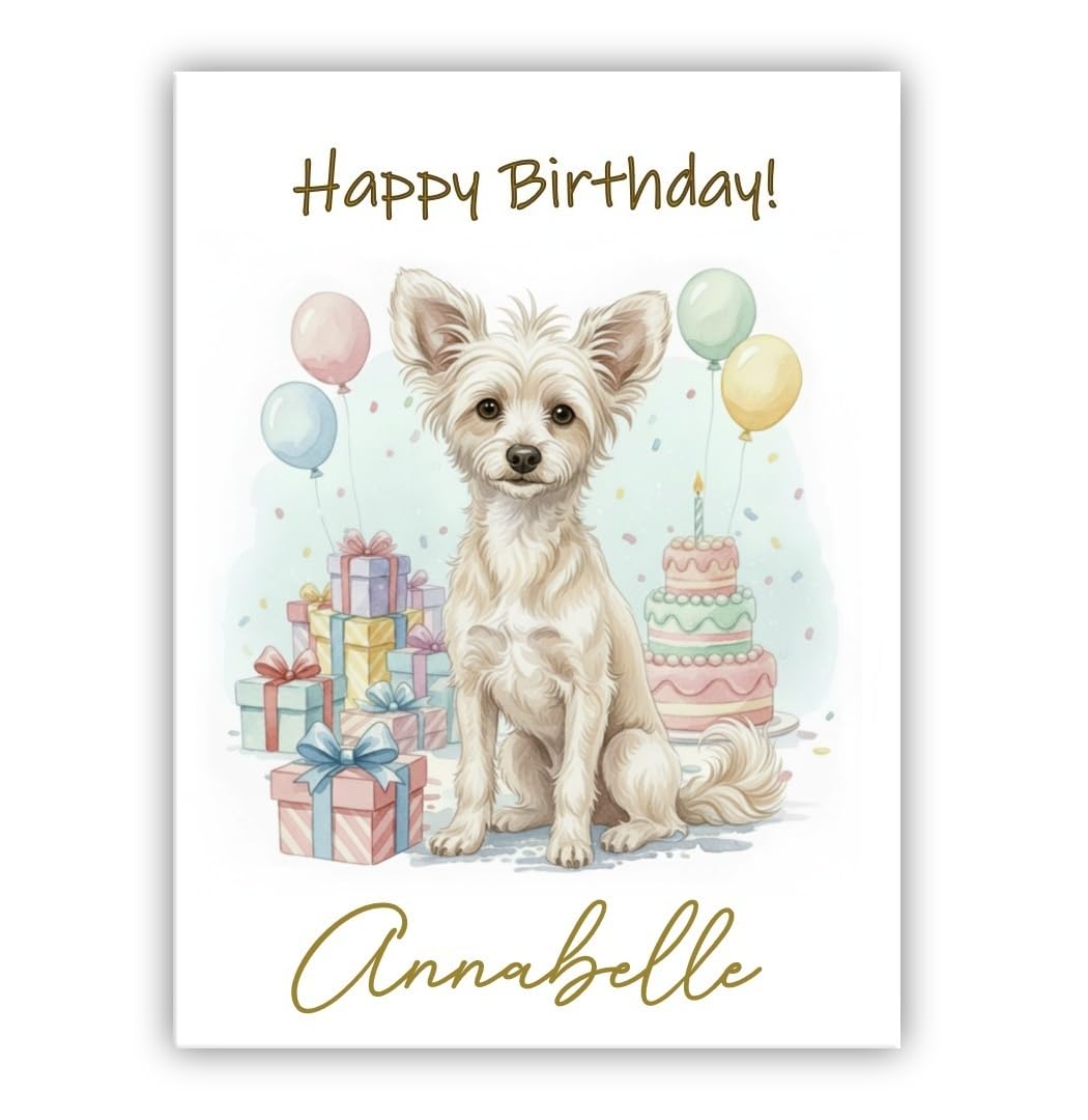 Personalised Birthday Card From the Dog – Add Any Name – Multiple Breeds Available – Dogs Lover Gift (• Chinese Crested)