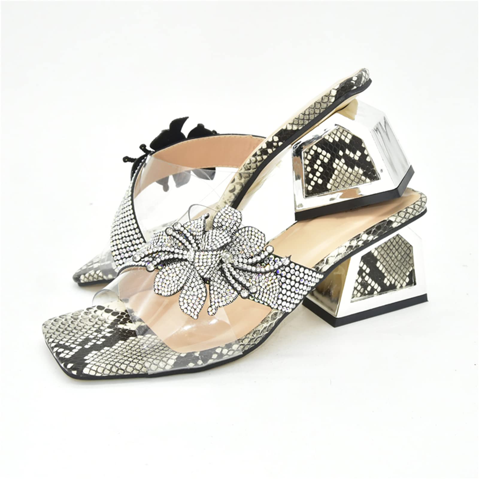 MOGSA Pantuflas de verano para mujer, talla grande, zapatos de boda, zapatos de vestir para fiesta, sandalias de tacón alto