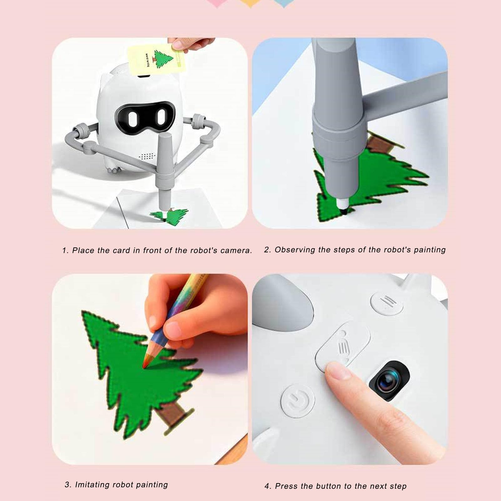 Robot de Dibujo Educativo Inteligente para niños 3-10 años, con cámara integrada, 100 Plantillas artísticas y Modo Interactivo Stem para desarrollar Creatividad