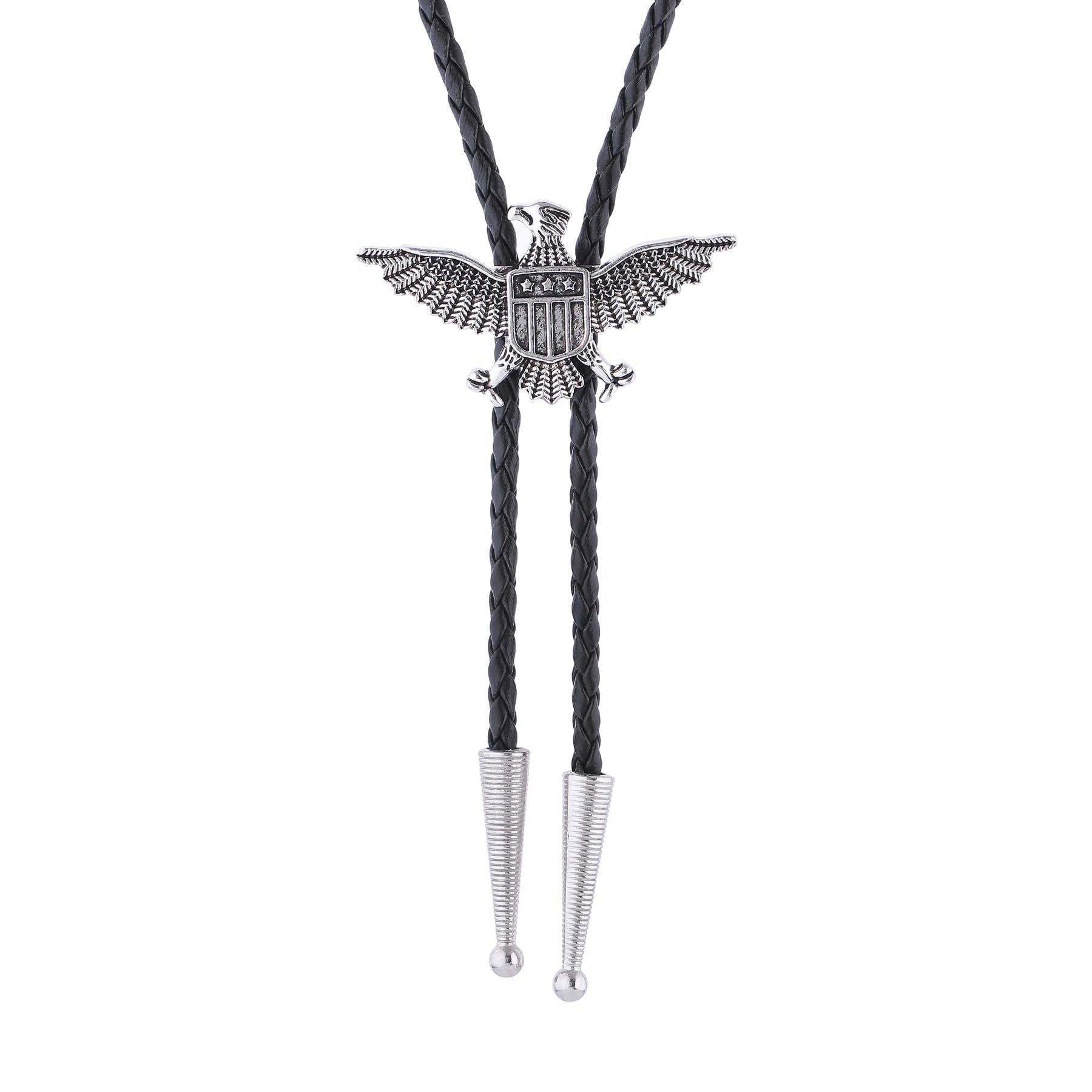 Btilasif Bolo Tie for Men, Vintage Eagle Western Cowboy Tie Leather Necklaces Neckties, Western Accessories for Women Men, Silver
