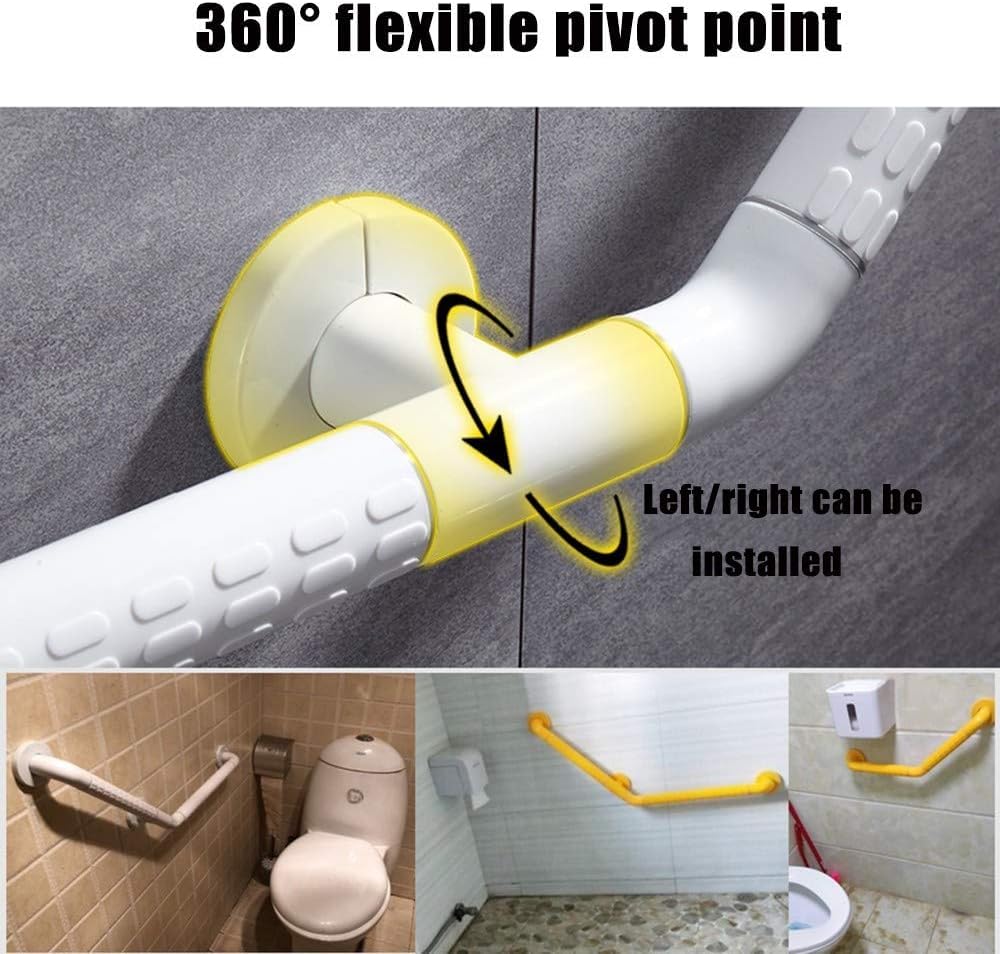 135° Barre D'appui Douche pour Baignoires Acier Inoxydable PVC Barre de Maintien pour Handicapés et Les Personnes âgées WC 40 * 40cm