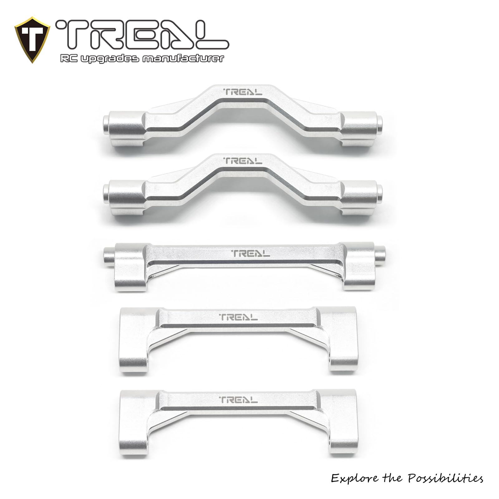 Treal Aluminum 7075 Chassis Cross Brace Set (5pc) For Losi LMT Monster Truck - Blue, CNC Machined