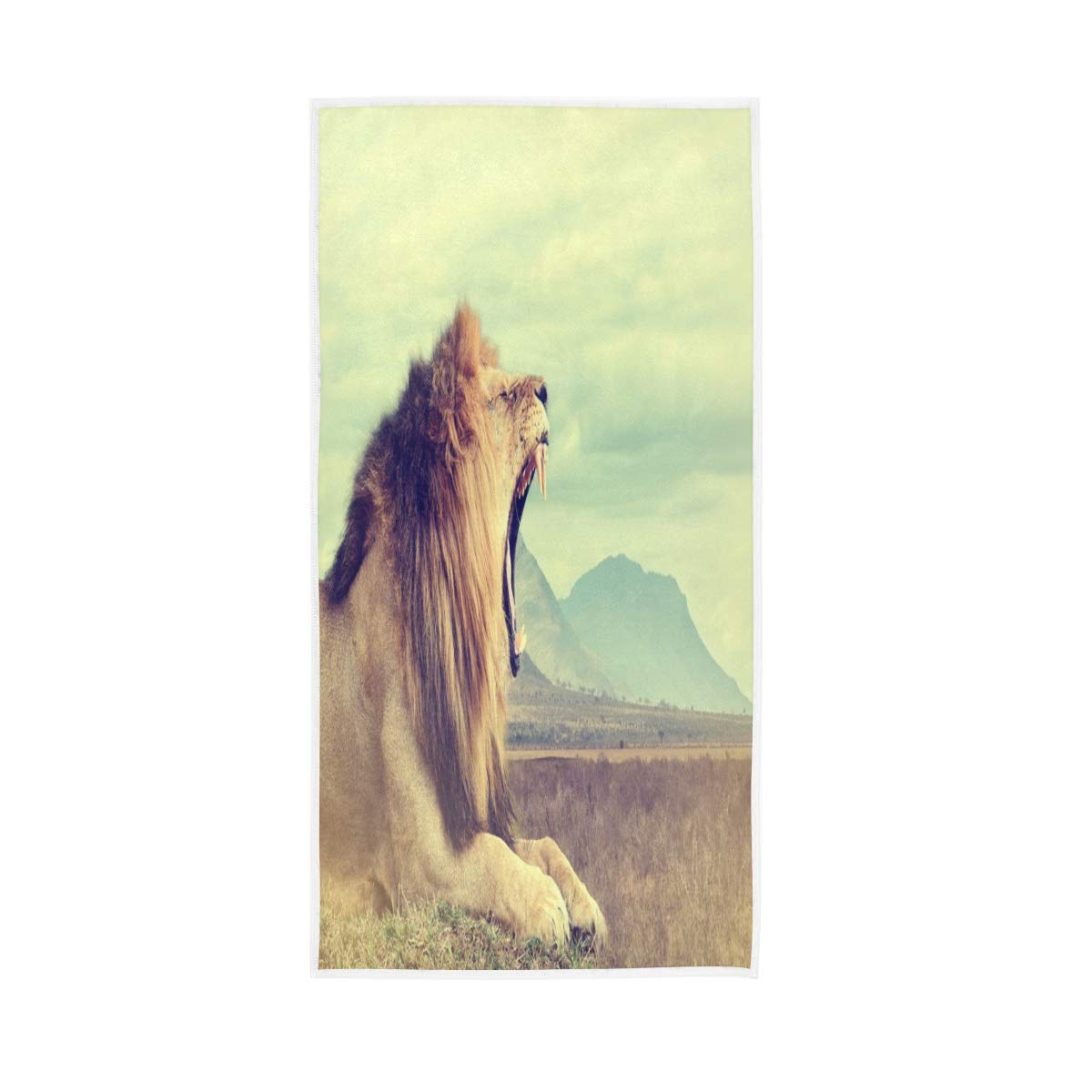HUYGD Hand Towels Cotton African Lion Art Soft Towel Multipurpose Bathroom Beach Towel for Home Kitchen Swim Spa Gym, 30x15 inch
