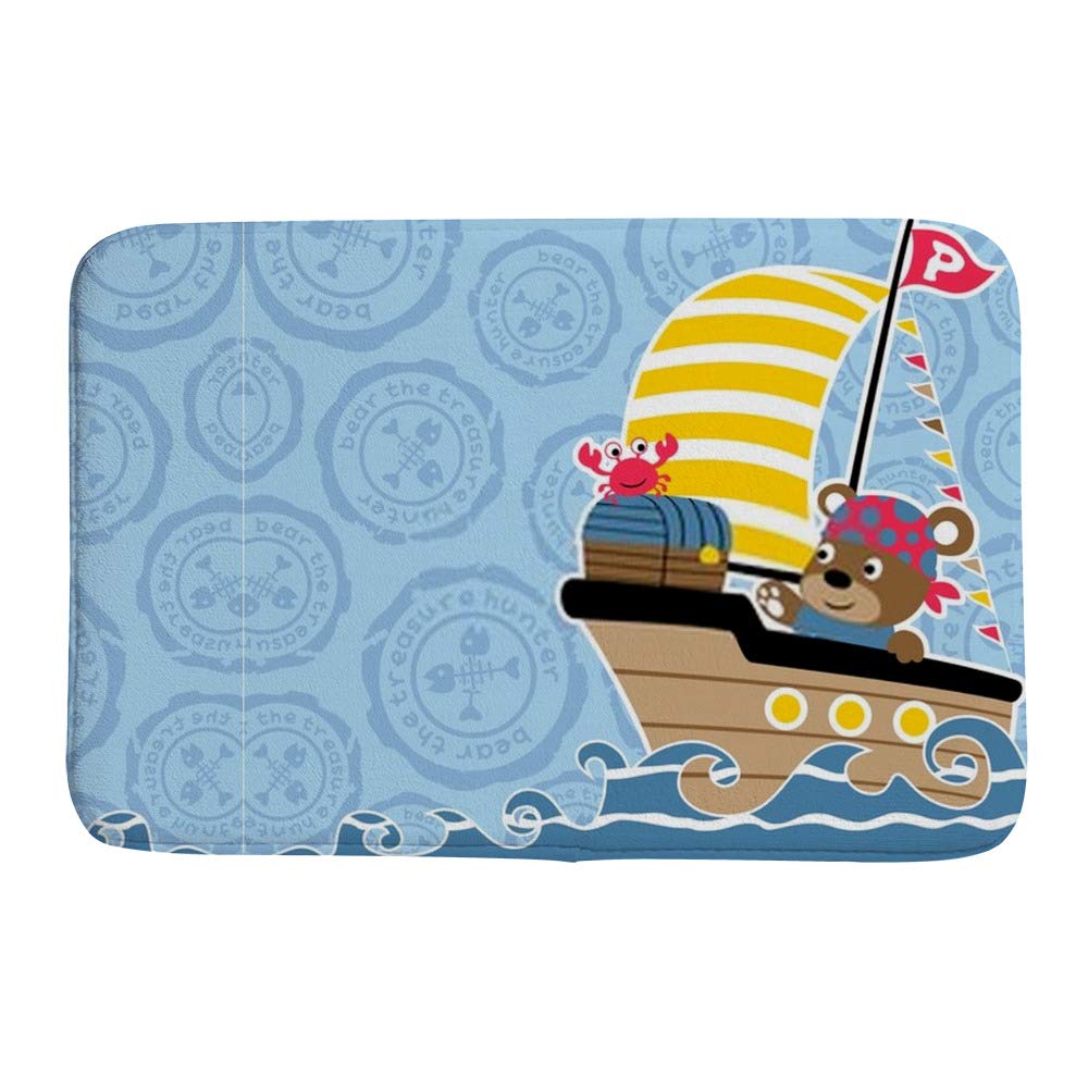 Tapis de bain anti-glisse animaux pirates pour sortie de douche