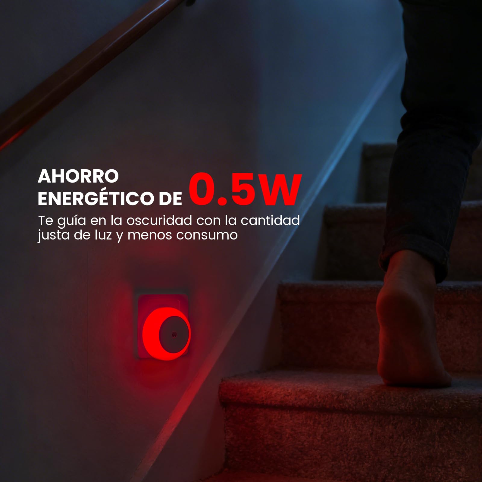 625nm Luz Roja Nocturna Enchufe Bebé, Luz Roja Nocturna Melatonina con Sensor Crepúsculo Auto On/Off para Babitación Infantil, Dormitorio, Cocina, Baño, Pasillo, Pack of 2