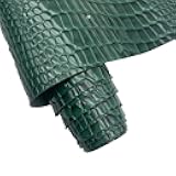 Embossed Alligator Synthetic PU Fabric, 12 x 54 inch Crocodile Vinyl Faux Leather Sheets for DIY Crafts Hair Bows Bags Handicrafts-Dark Green