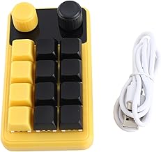 Jeffergarden Single Hand Mechanical Keyboard, Programmable RGB Gaming Keyboard with Dual Knob, 12 Keys USB C for Office, Gaming and Music Production