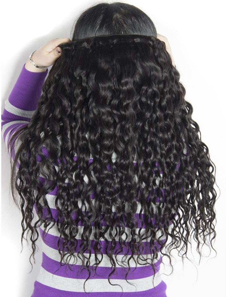 fasci di onde d'acqua 12A con chiusura capelli umani vergini brasiliani bagnati e ondulati 3 fasci con chiusura 100% estensioni di capelli umani ricci non trattati 18 20 22 +16 fasci di capelli umani