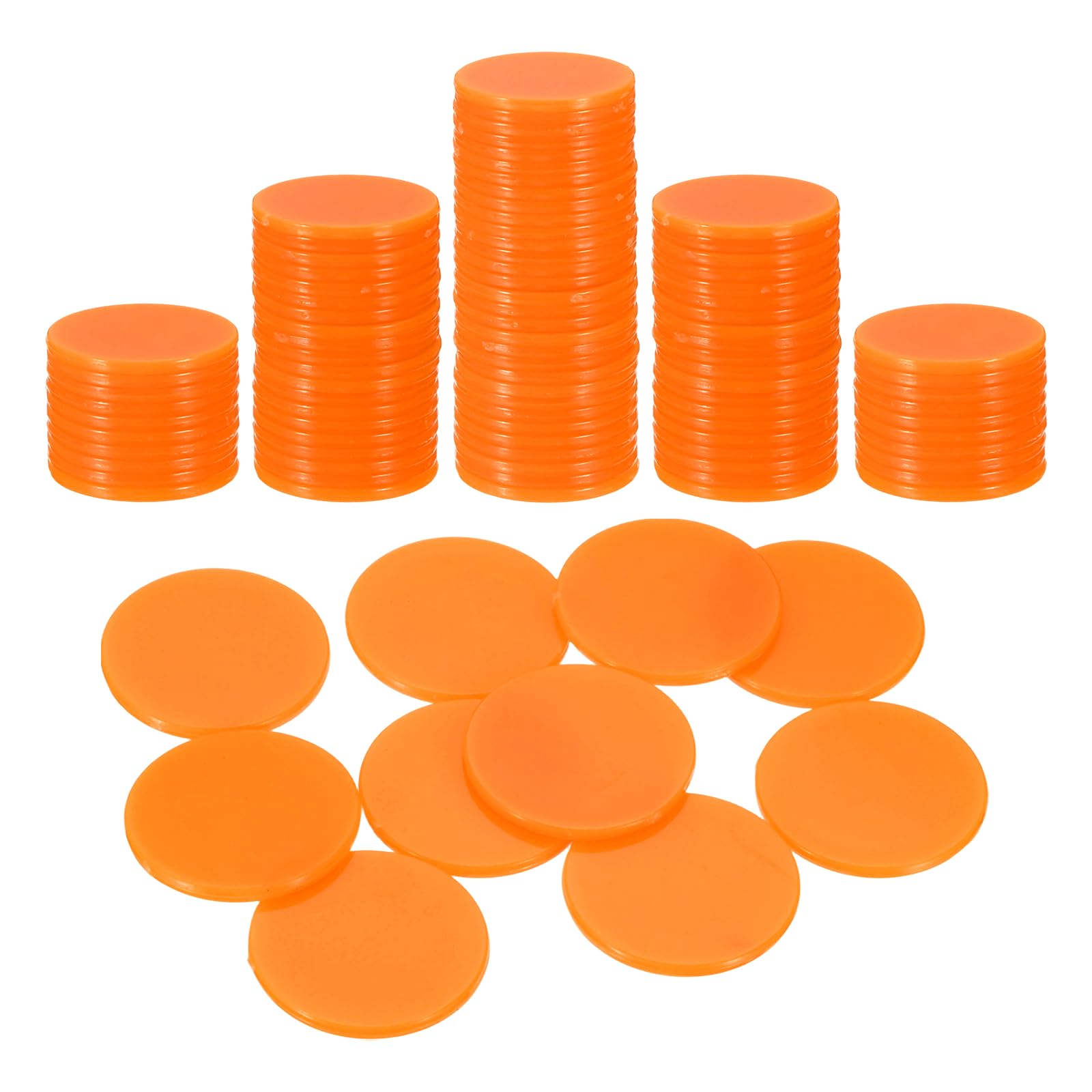 QUARKZMAN 120Pcs Fichas De Póker De 1 Pulgada, Fichas De Bingo De Plástico Contadores De Aprendizaje Discos De Conteo Marcadores Fichas De Juego Opacas, Naranja, Planas