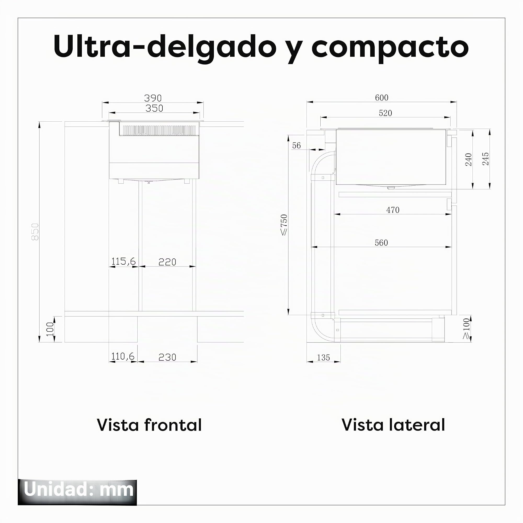 CIARRA CBBEH392B Placa Inducción con Extractor Integrado 39cm | Placa de inducción 2 placas| 3200W | Booster | Filtración por Plasma Avanzada, Booster, Función Pausa, Bloqueo Infantil