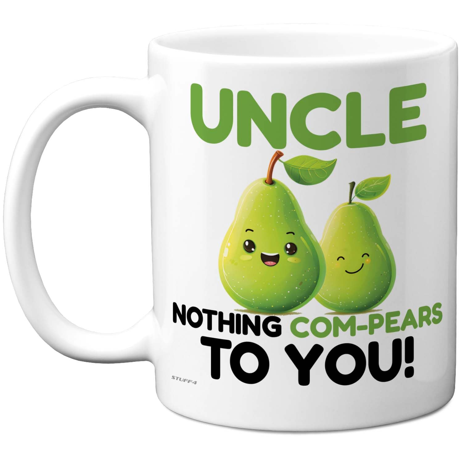 Stuff4 Funny Uncle Mug - Cartoon Pears with Nothing Com - Pears to You Slogan - Silly Green Fruit Novelty Gift - 11oz Ceramic Gloss Mug
