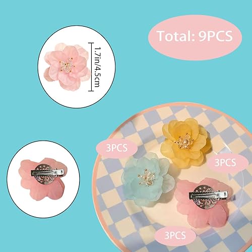 Miniatura 2 de 9 pinzas de flores para el cabello para adolescentes y mujeres, accesorios para el cabello, pasadores para el cabello, pasadores bohemios para