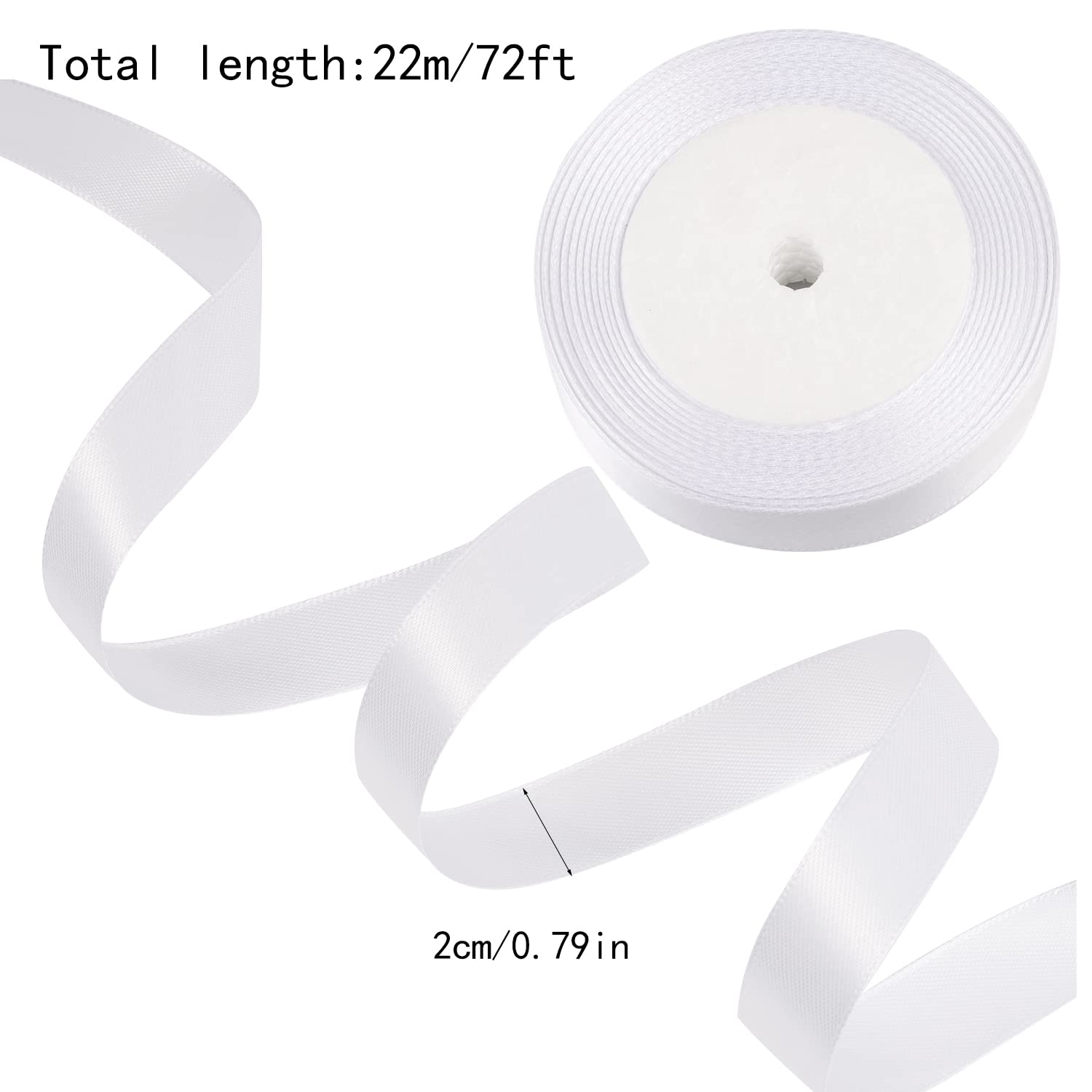 Nastro Di Raso Bianco - 5cm X 22m + 1.2cm X 22m, Per Matrimoni, Regali, DIY - Foto 6