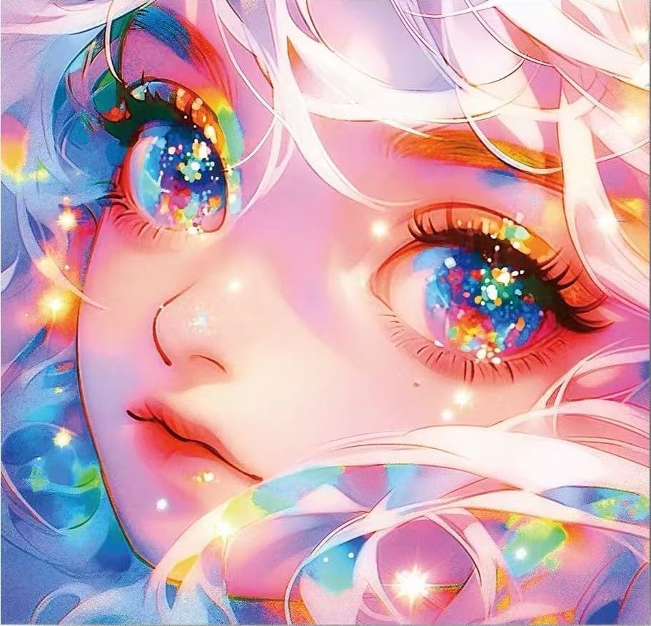 Colorful Girl Fantasy Diamond Painting Kits for Adults-Shining Eyes Diamond Art Kits for Beginners-Dreamy Diamond Art Painting Gem Art for Adults- Colorful Paint by Number Kits for Home Wall Decor