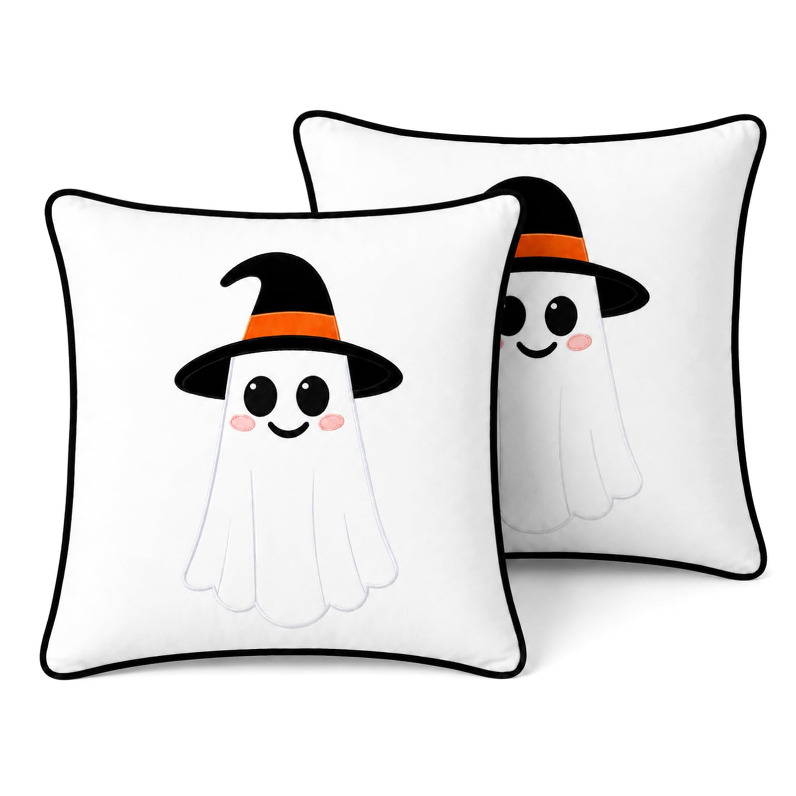 PARTY TELLER Halloween Pillow Covers 18x18 Set of 2, Witch Hat Ghost Cases
