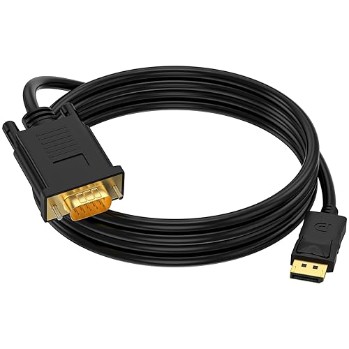 Seefeful Cable DisplayPort a VGA, adaptador DisplayPort a VGA, cable DP a VGA macho a macho chapado en oro para computadora, laptop, PC, monitor,