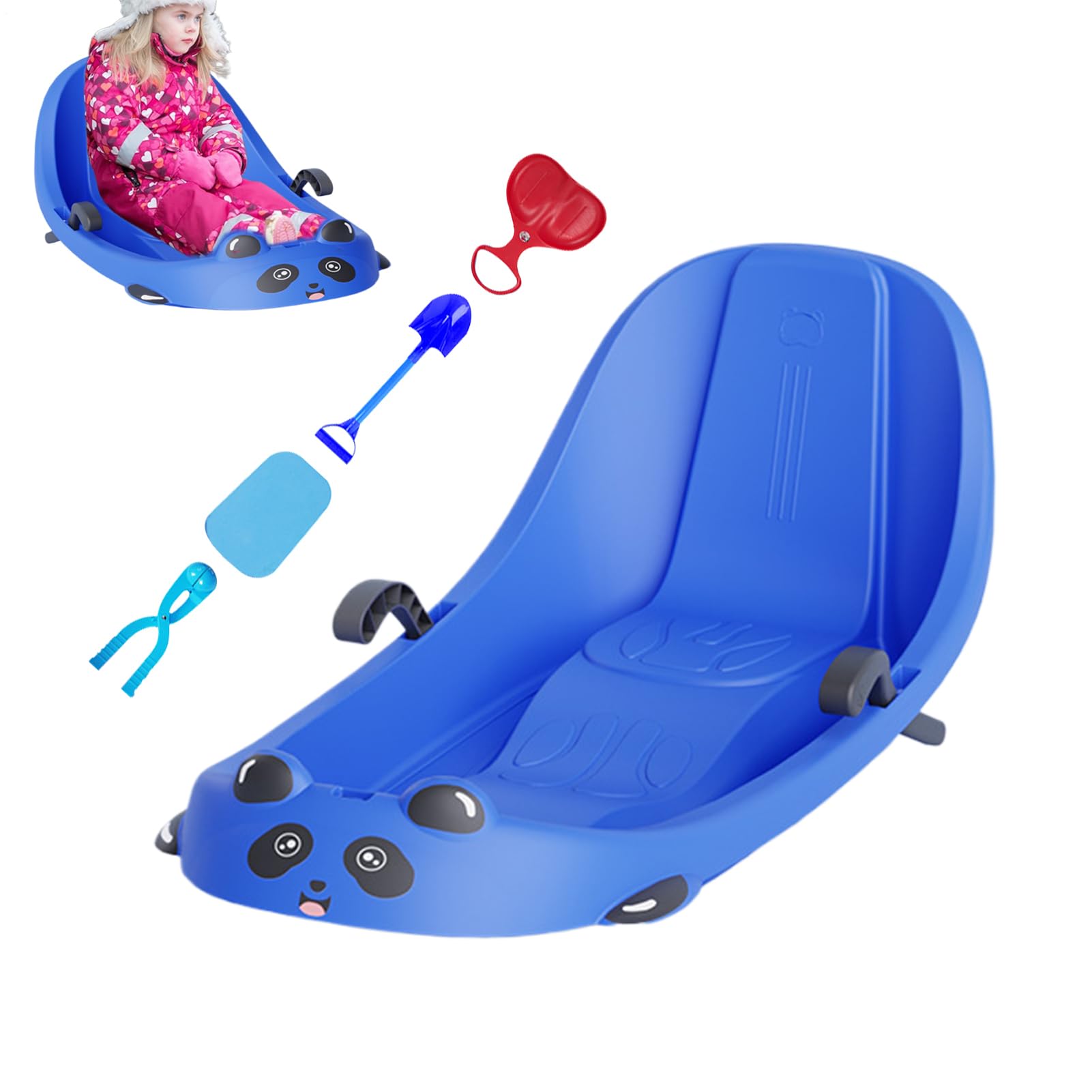 Traîneau à neige – SlitSS à tuyau de neige en HDPE résistant avec freins intégrés et poignées renforcées | SlitSS monoplace et biplace avec dossier pour, enfants, filles, préscolaires | Jeu d'hiver