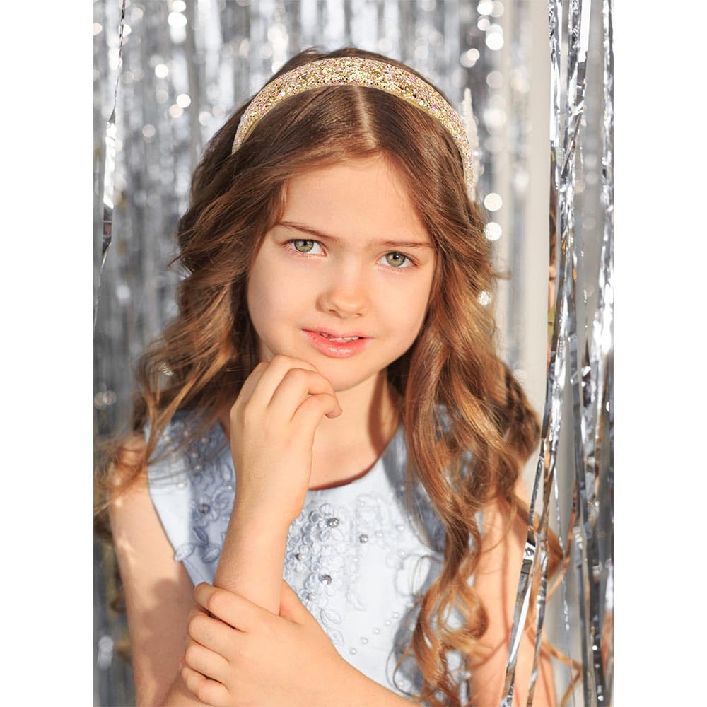 Diademas para niñas, 6 diademas con purpurina arcoíris para mujeres y niñas, diadema brillante dorada, rosa, azul, morado, diademas brillantes para niñas, accesorios para el cabello para