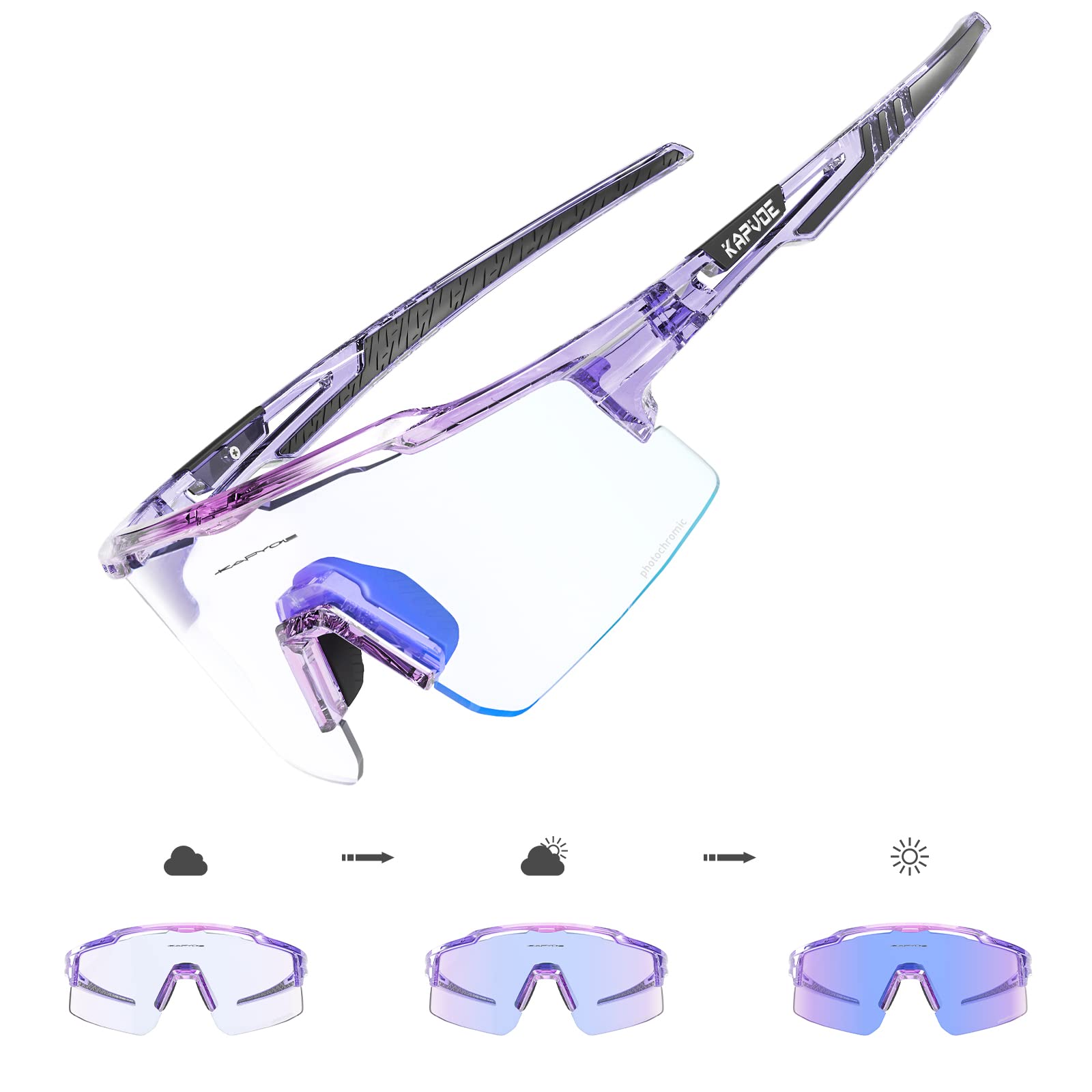 KAPVOE Fotocromáticas Gafas de Ciclismo Protección UV400 Transparente Gafas de Sol Deportivas Mujeres Hombres