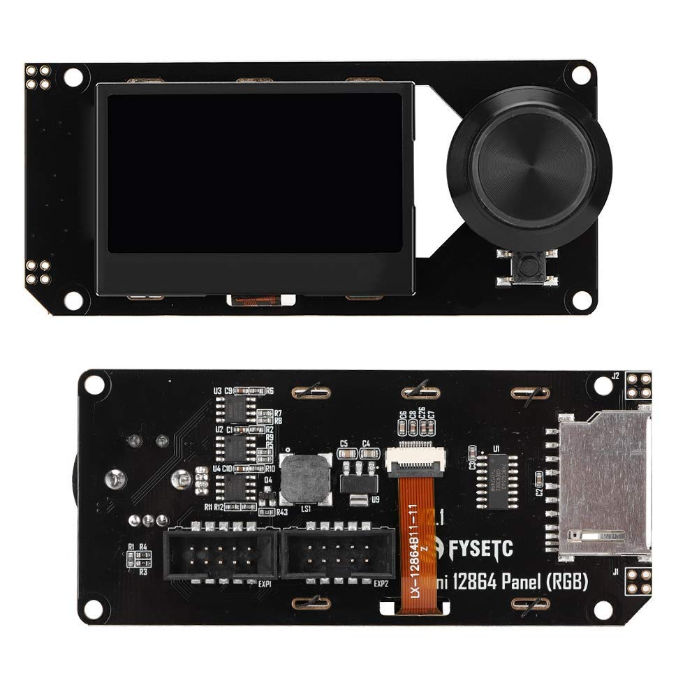 Yunir MKS Mini 12864 Support D'affichage LCD Pour Accessoire D'imprimante Marlin DIY 3D Avec Support De Carte SD(Noir Sur RVB
