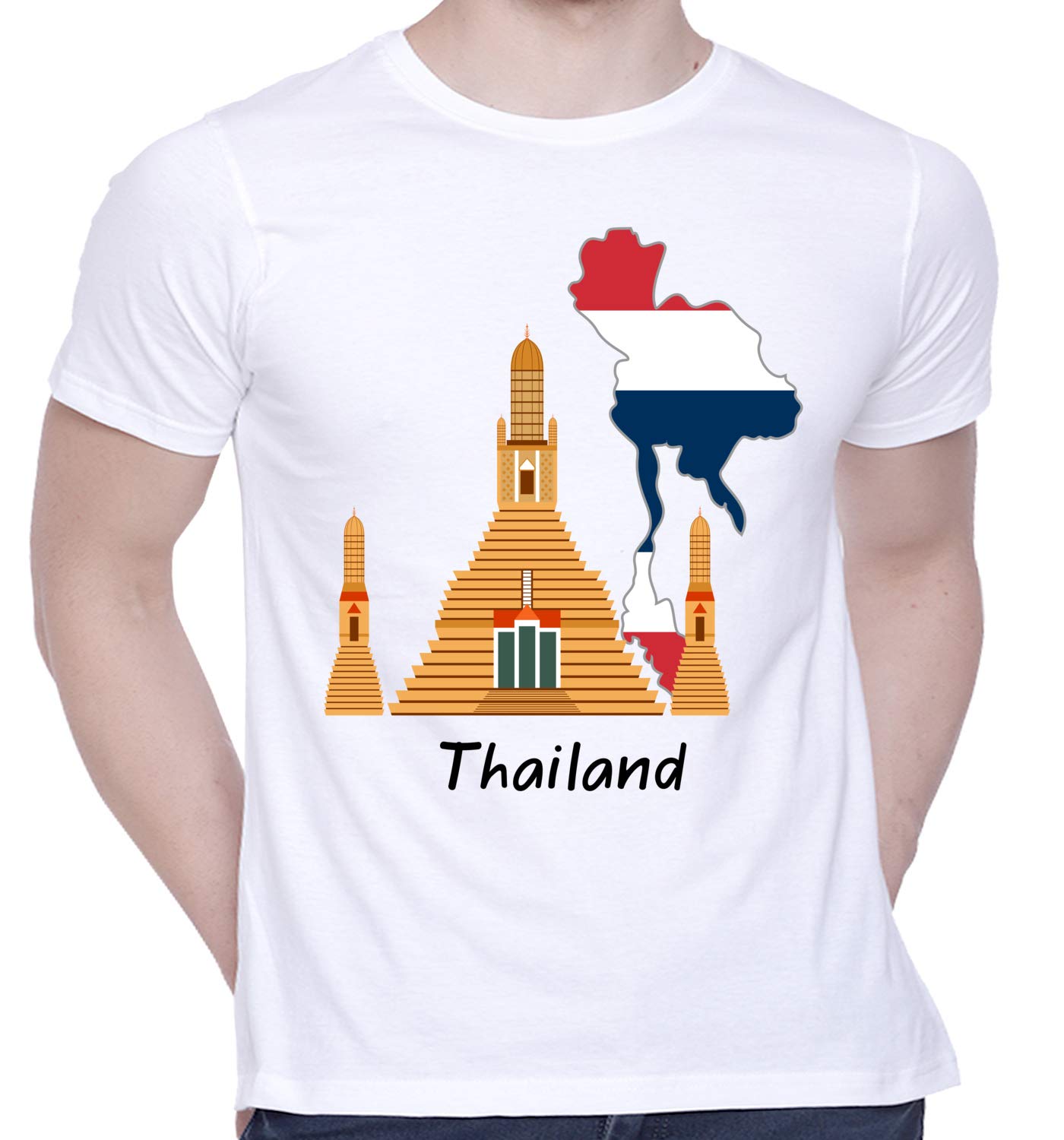 CreativiTGraphic Printed T-Shirt for Unisex Thailand_Country_Travel Tshirt | Casual Half Sleeve Round Neck T-Shirt | 100% Cotton | D00680-20