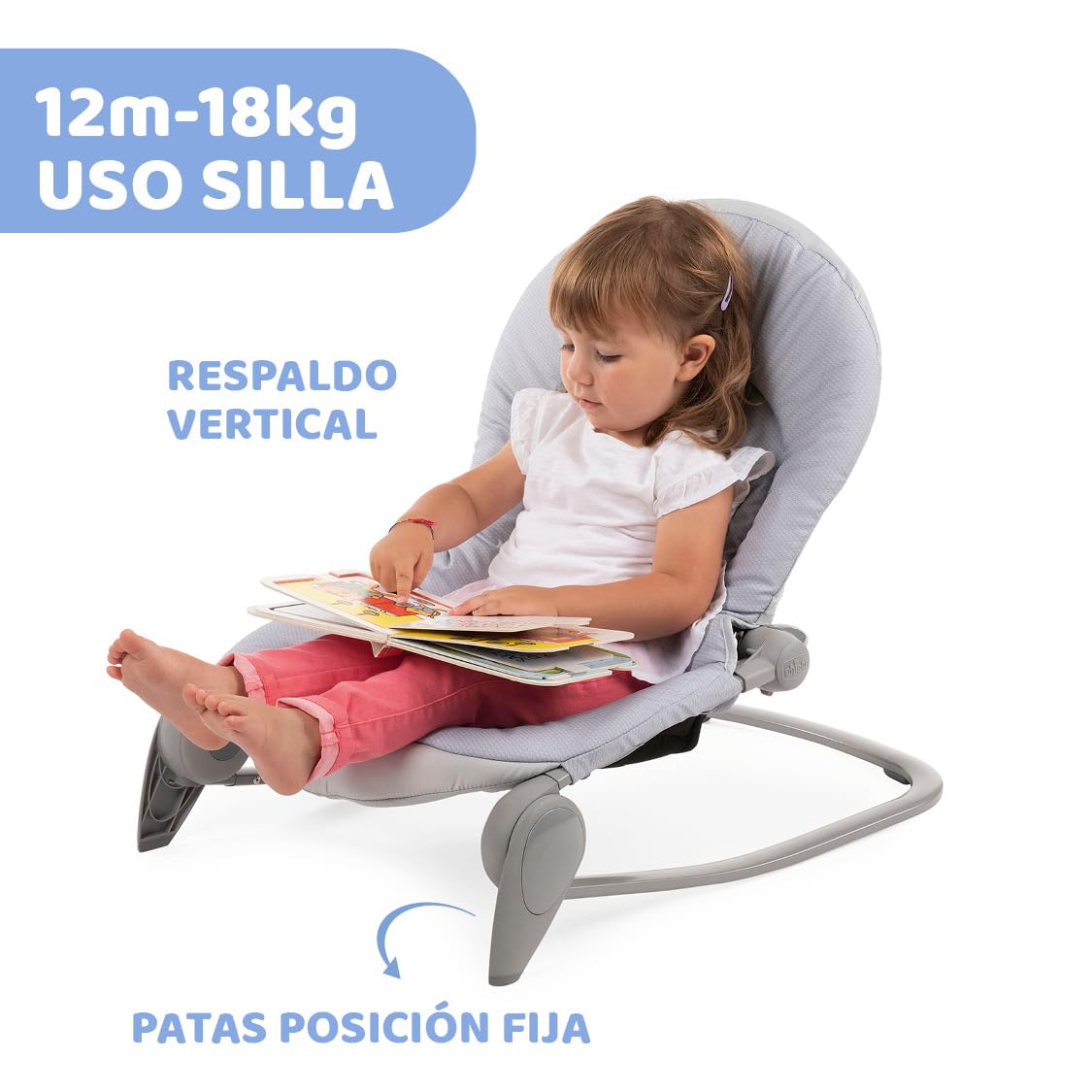Chicco Balloon Sdraietta Neonati e Bambini Evolutiva 0 M-18 kg, Funzioni Dondolo e Poltroncina, Schienale Reclinabile, Chiusura Compatta, Vibrazione, Gioco Elettronico Interattivo, Luci e Suoni