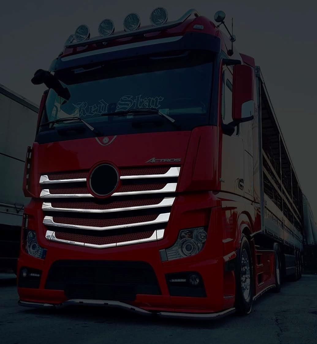 13-częściowy zestaw pokrowców na przedni grill 3D ze stali nierdzewnej do samochodów ciężarowych Actros, MP5, MP4, polerowana, lustrzana dekoracja