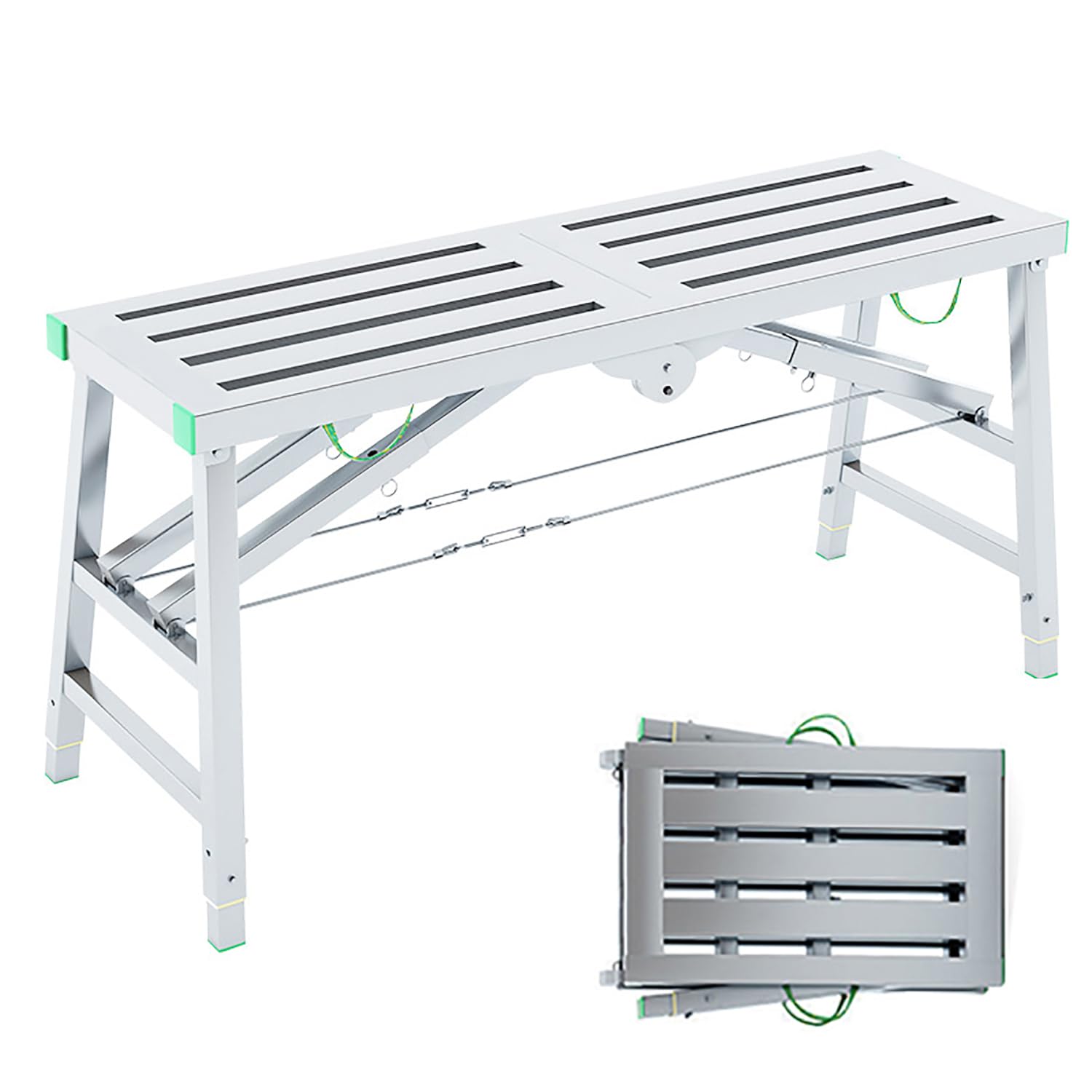 Plateforme pliable et réglable, cadre portable et galvanisé, hauteur ajustable pour nettoyage et peinture, charge max. 360 kg, 160 x 37 cm