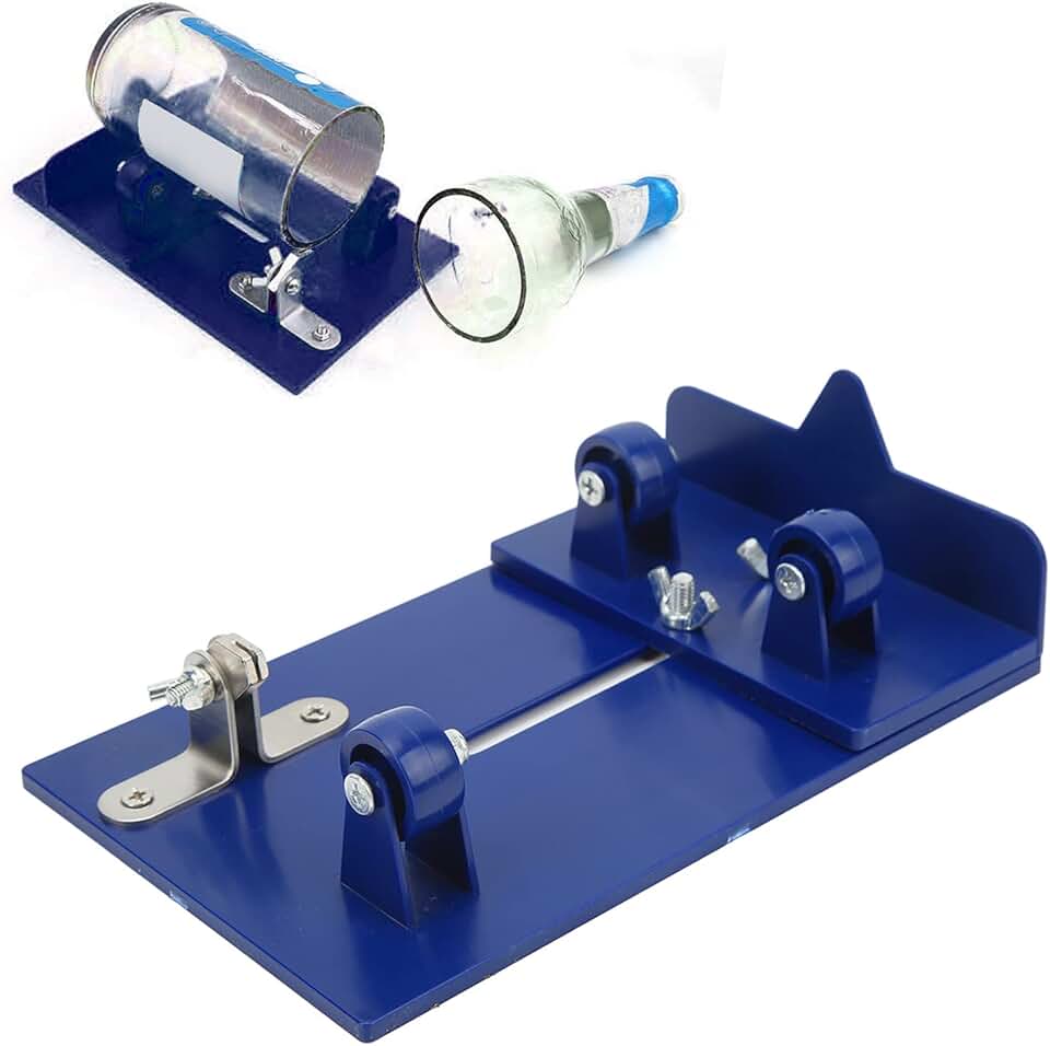 Cortador de garrafa de vidro, cortador de vidro de 3 rodas com base antiderrapante de policarbonato, suporte ajustável, cabeça de corte de carboneto, ferramenta de corte de garrafa de vinho para