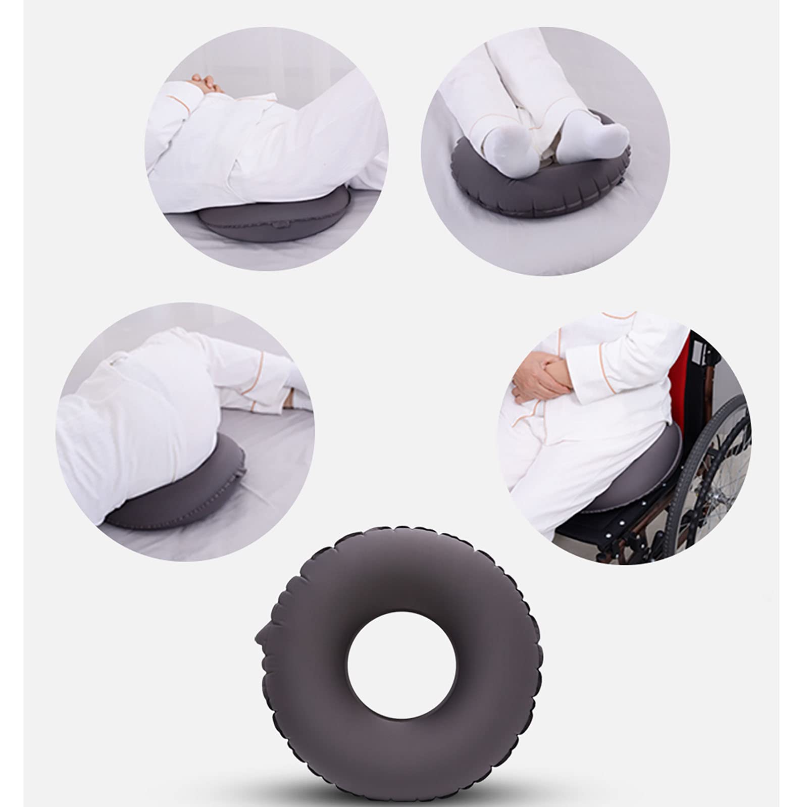 Cojín de asiento inflable de aire TPU Cómodo Cojín para silla de ruedas antiescaras Cojín para silla, Estera para dolor de decúbito Accesorios inflables para el cuidado de la cama paralizada, Ide