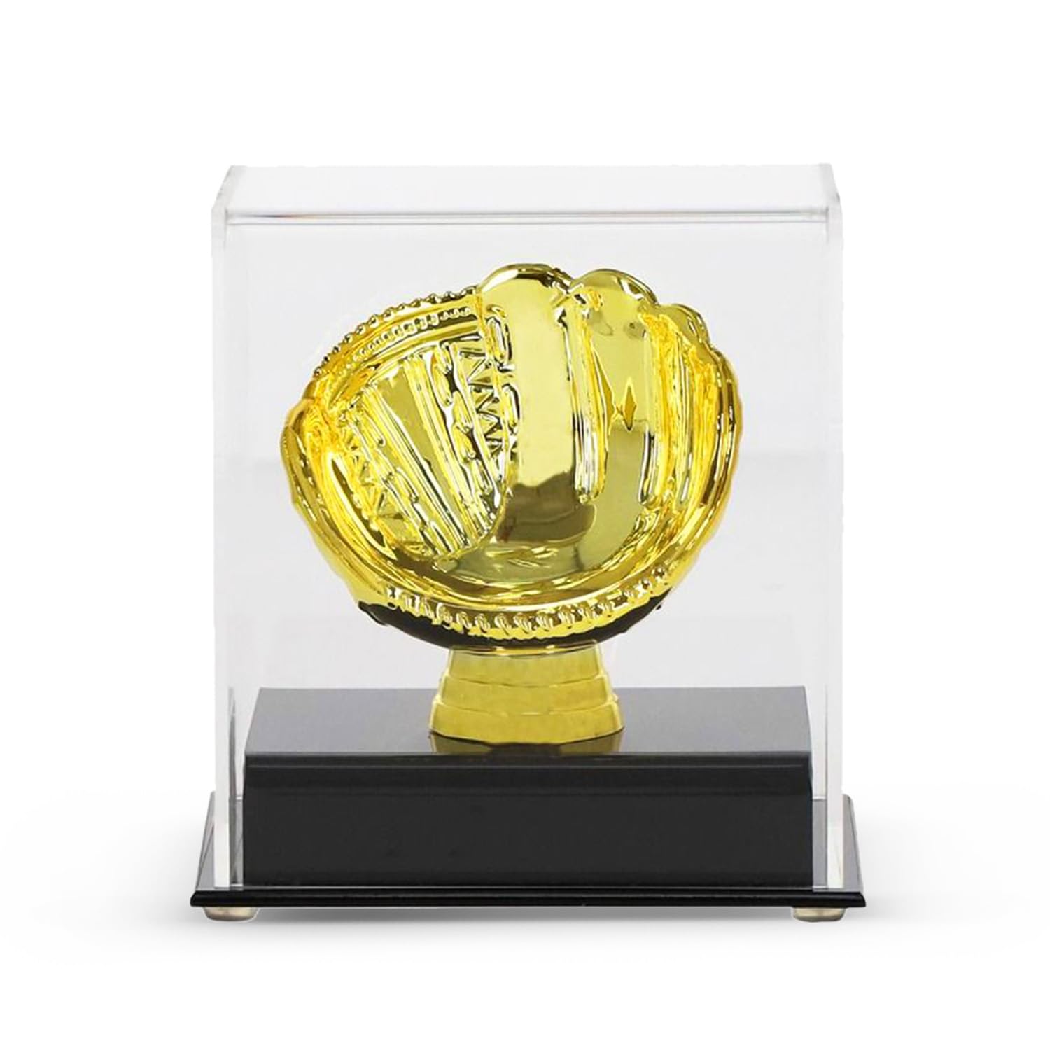 BCW Acrylic Gold Glove Baseball Display Case with Black Base & Gold Riser