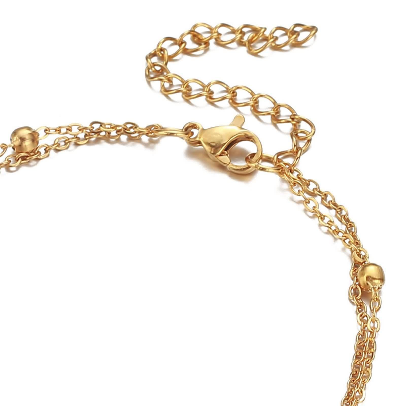 Tobillera para mujer, resistente al agua, oro blanco de 14 K, Au585, oro 585, cadena doble con corazón, tobilleras bohemias para mujer, verano, vacaciones, para mujeres, niñas, madre para mujer