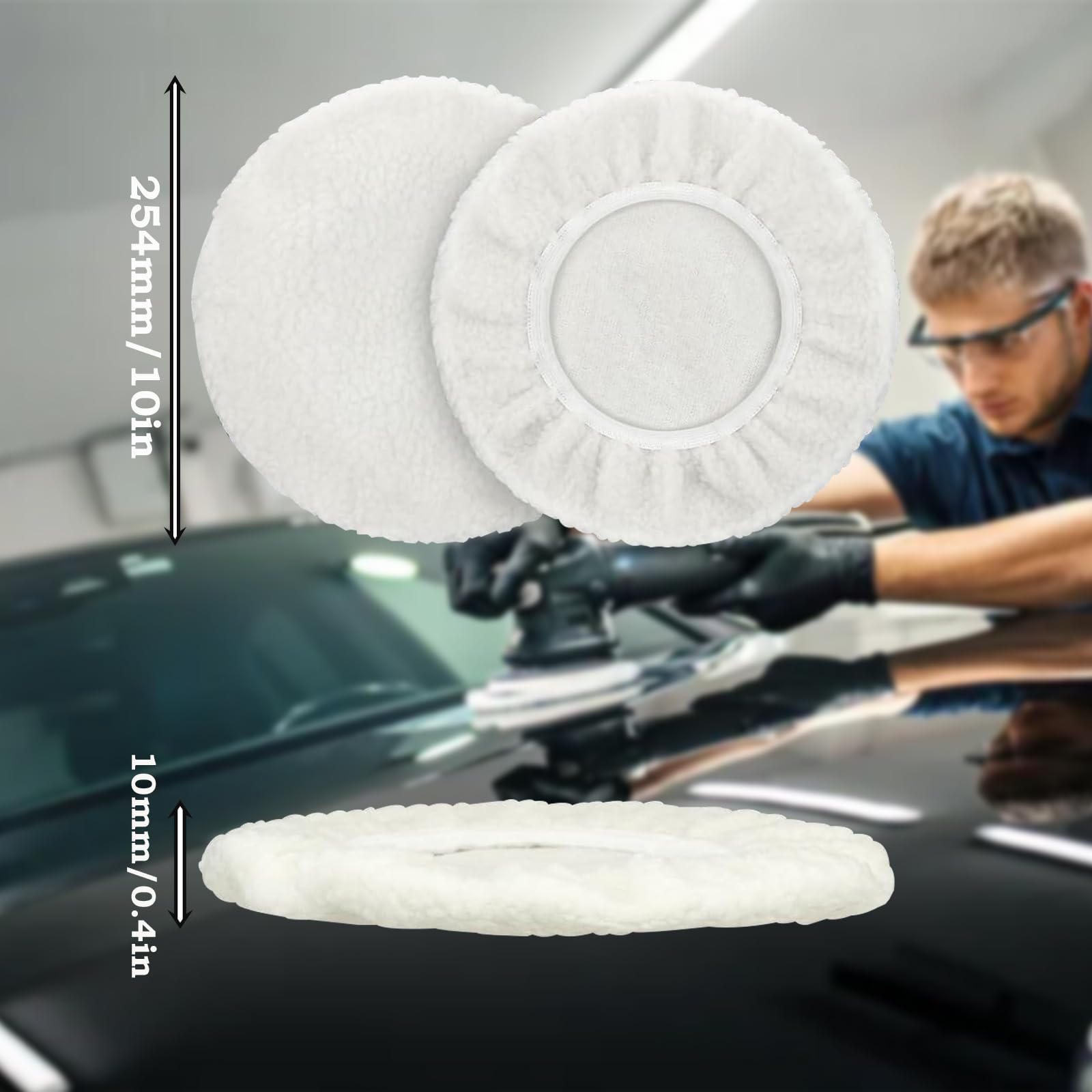 Bonnet de polissage laine d'agneau 220-250 mm pour polisseuse orbitale voiture Einhell CE-CB 18/254 Li CC-PO 90
