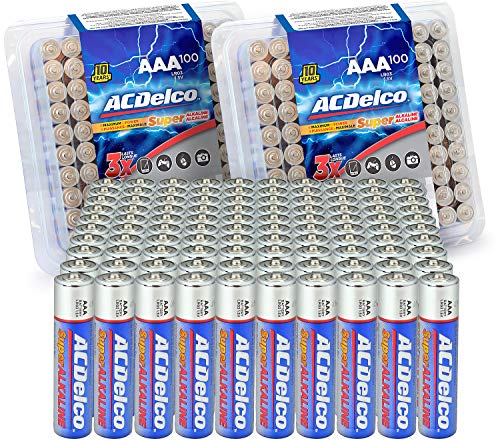 ACDelco 200-Count AAA Batteries, Super Alkaline Battery, 10-Year Shelf Life, Recloseable Packaging