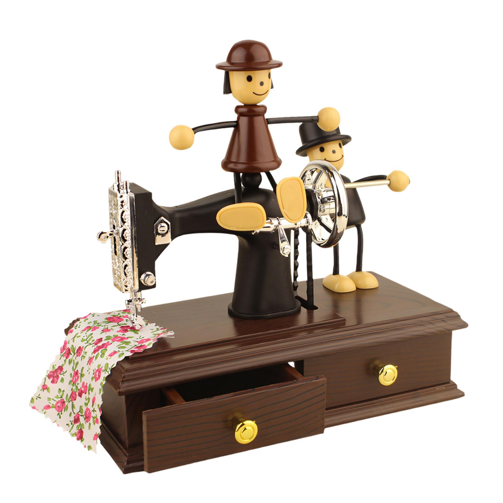 Hand Crank Sewing Machine Shape Mechanism Musical Box Wind Up Music Box Birthday Gifts Table Ornament Home Decorations Wind Up Clockwork Mechanism Musical Music Birthday Gifts Table Ornament Home