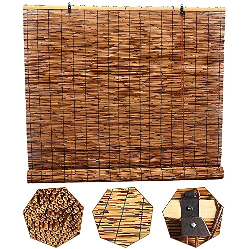 ouyateja Cortina de caña natural, transpirable, enrollable, estilo retro, de bambú, para exteriores, patio, jardín, oficina, balcón, 1,3 x 2 m