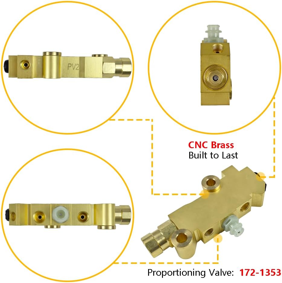 PV2 172-1353 Brass Proportioning Valve Disc/Drum Disc Front Drum Rear Brake Fit for GM Vehicles Chevrolet (Chevy), Ford, Chrysler Street Rod Classic Car & Truck | OE 25509419 PV71