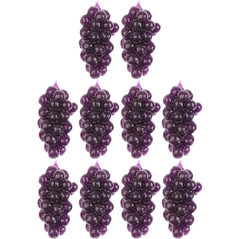 Sanfly Purple 10Pcs/Set Dollhouse Artificial Fruit Grape Mini Simulated Fruit Tpr Soft Small Grape Miniature Props