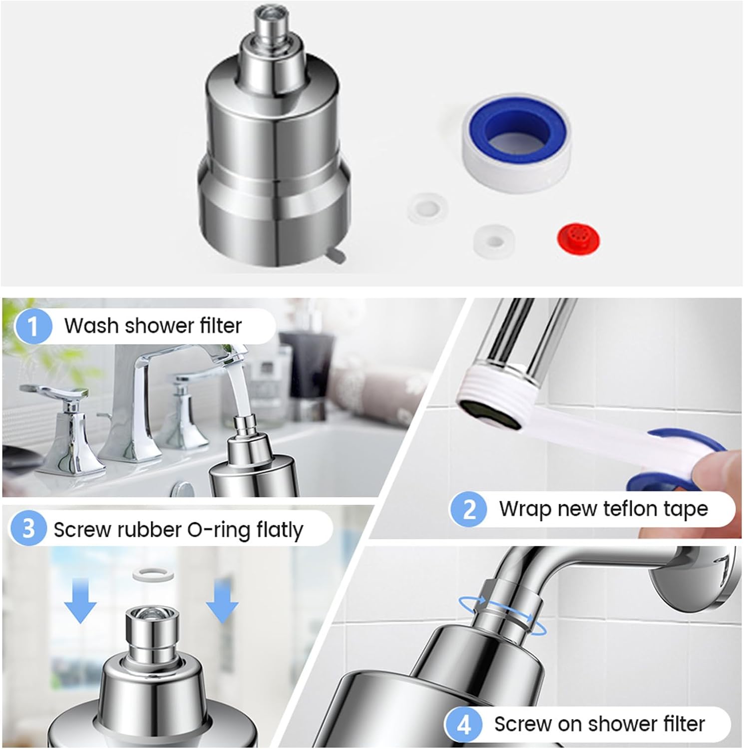 Shower Filter | Bathroom Accessory,Showerhead Filter - For Removing Hard Water Heavy Metals Chlorine Micro-Life Harmful Substances